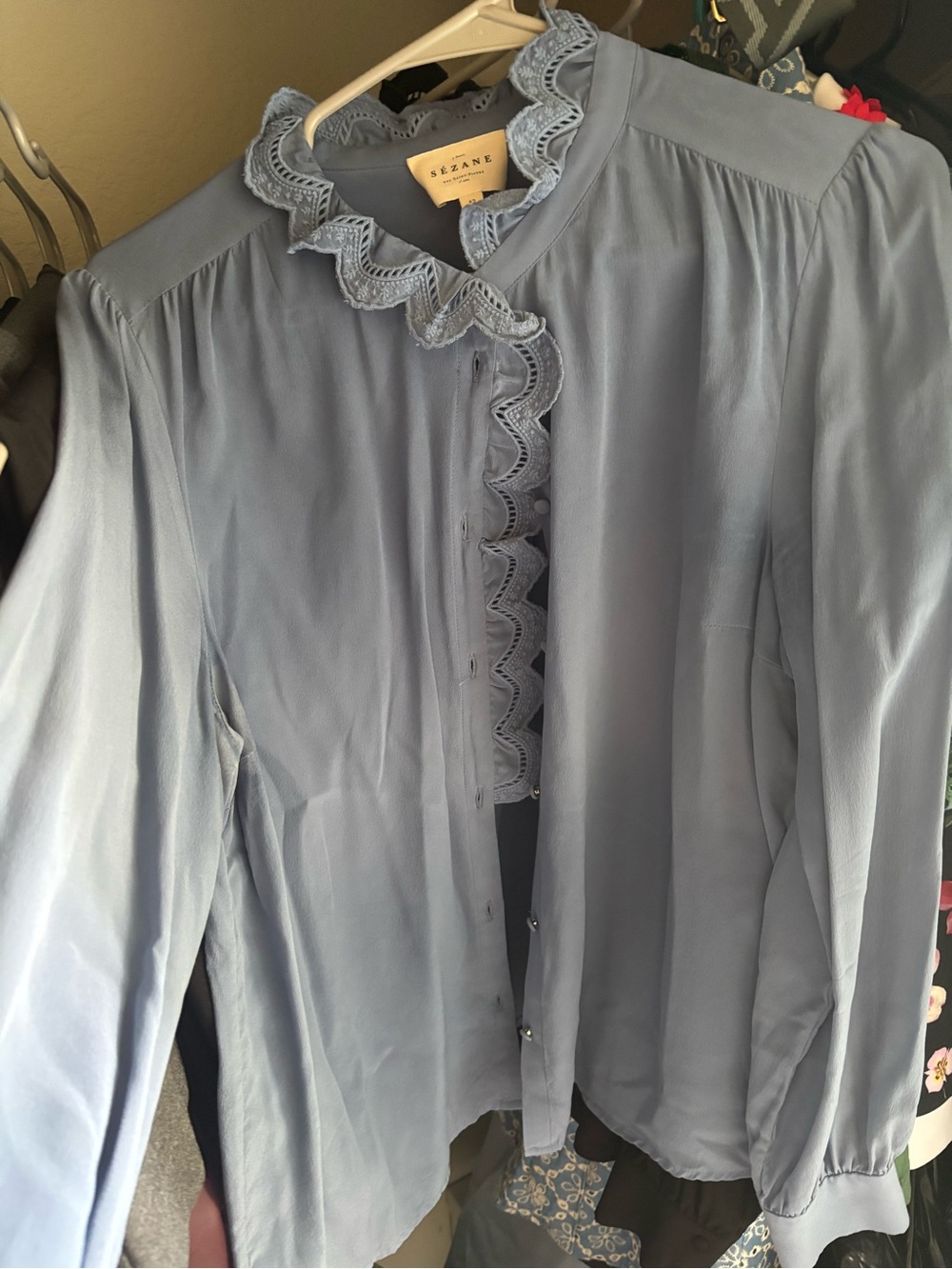 Sezane Chlo Shirt Vintage Blue - Size 10